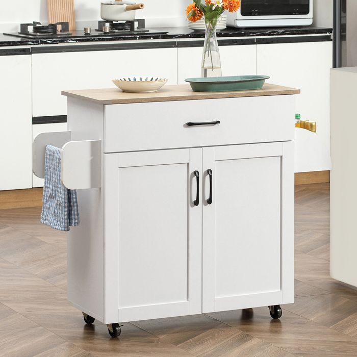 HOMCOM - Carrito de cocina - Tablero de partículas - 105x36x85cm - Blanco