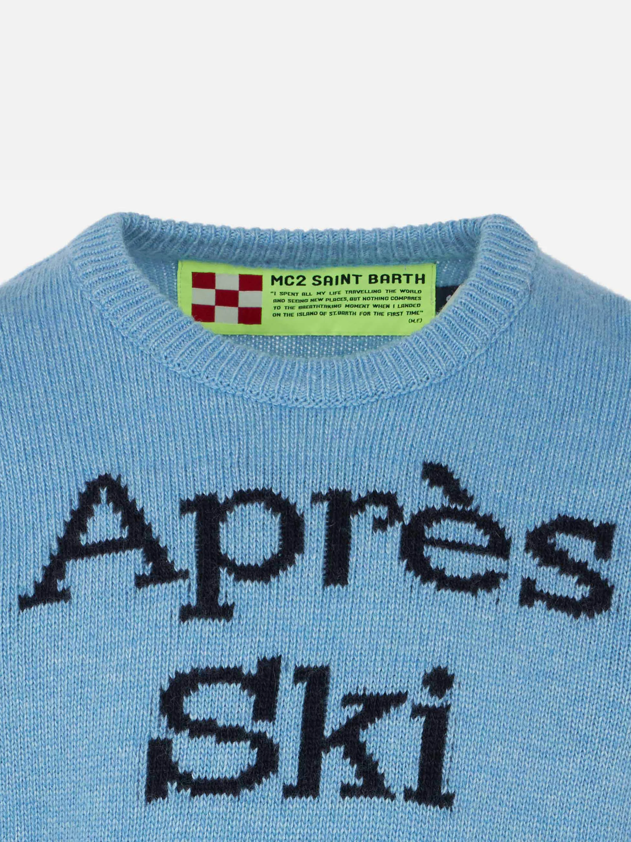 Suéter infantil azul para après-ski