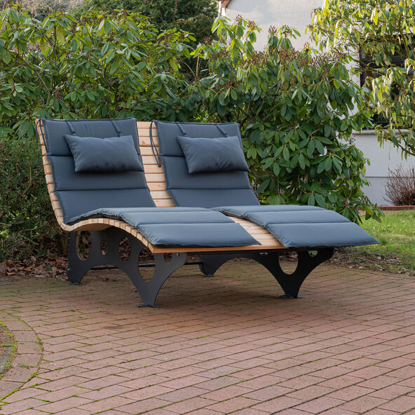 Cushion for wave-shaped wooden lounger, set of 2