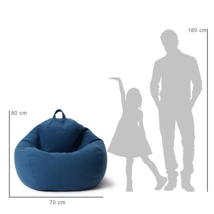 Lumaland Comfort Line M Bean Bag Chair - Indoor Bean Bag Chair - Washable Cover 120 L - 70 x 80 x 50 cm Dark Blue