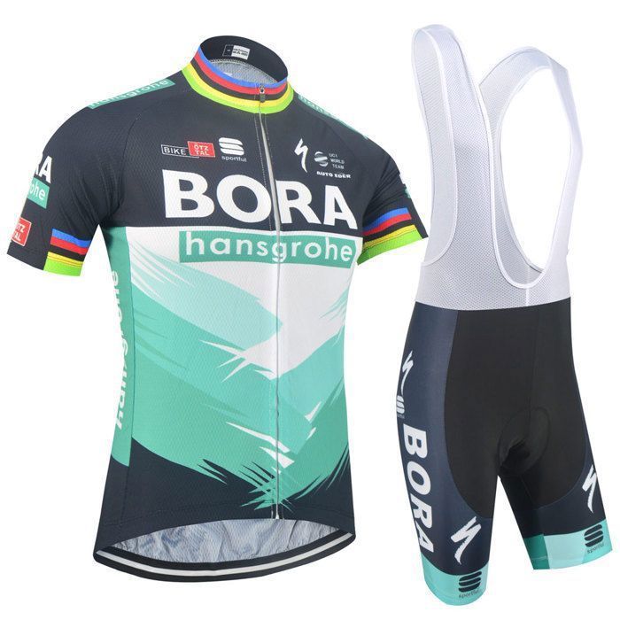 Men's Cycling Clothing Set: Short-Sleeve Cycling Jersey + Bib Shorts - Multicolor - W7