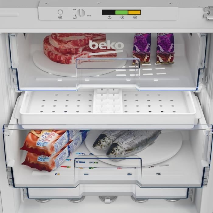 Congélateur armoire - BEKO - BU1204N - Intégrable - 3 tiroirs - 4,9 kg/24h - Classe E - 82x59,5x54x5 - Porte réversible panthographe