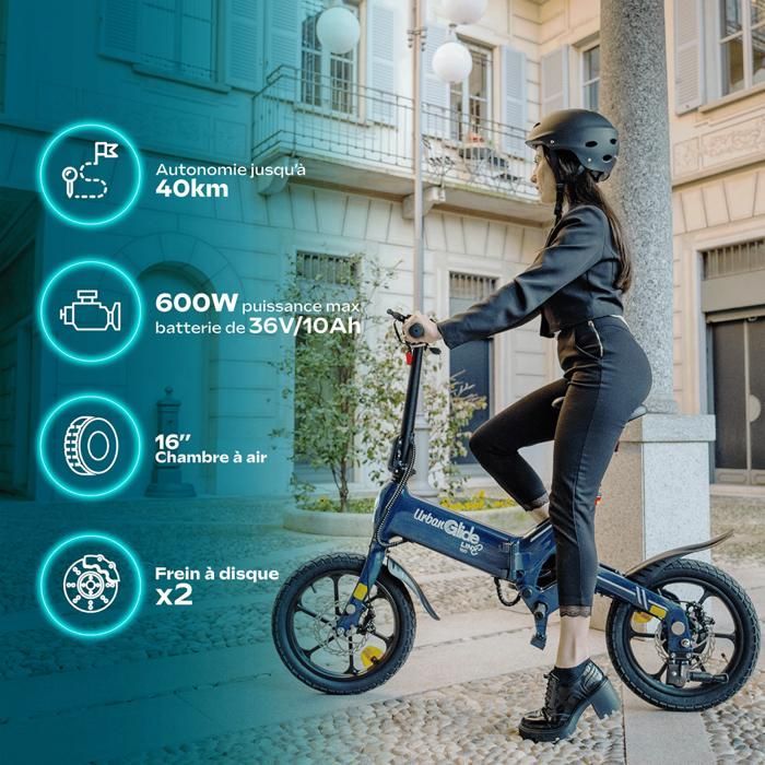 Draisienne Électrique Adulte LINX 160 – Moteur 1100W - Autonomie Jusqu'a 40 km - Pneu 16