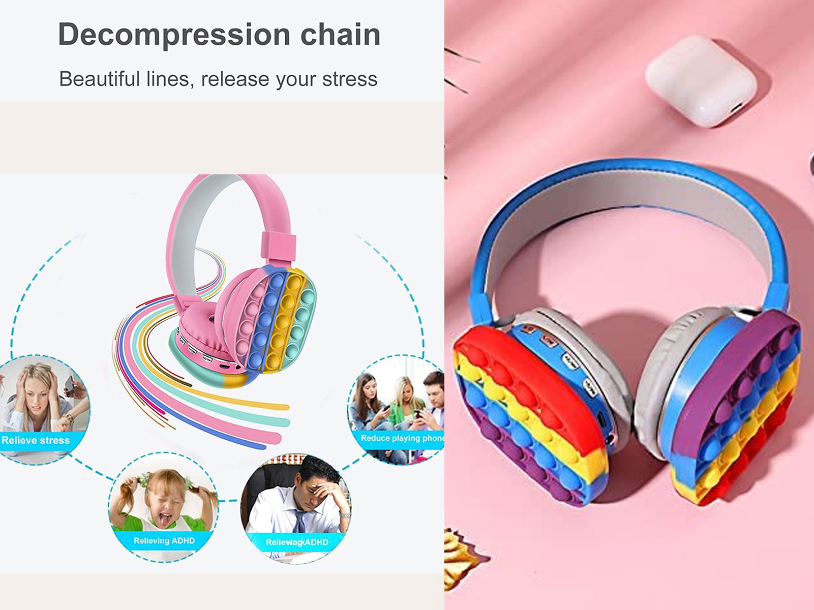 Auriculares Bluetooth 5,0 Inalámbricos Pop It Klack savietojams ar iPhone Xiaomi Samsung Huawei