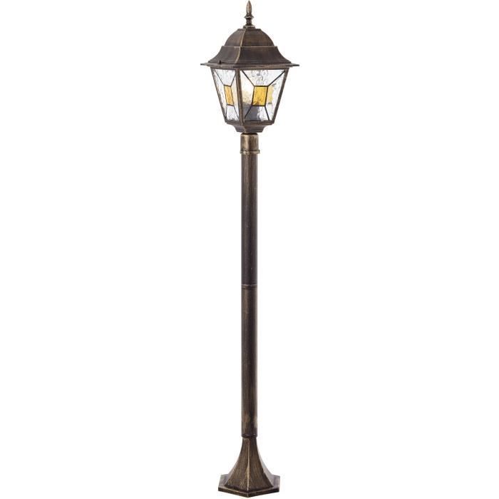 Lámpara de pie de exterior JANEL - BRILLANTE - negro y dorado - metal/cristal - IP44