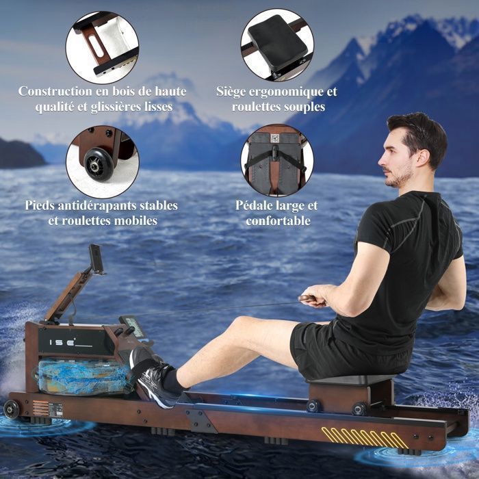 Foldable Water Rowing Machine - ISE - SY-2023 - LCD Screen - Water Resistance - App Connected