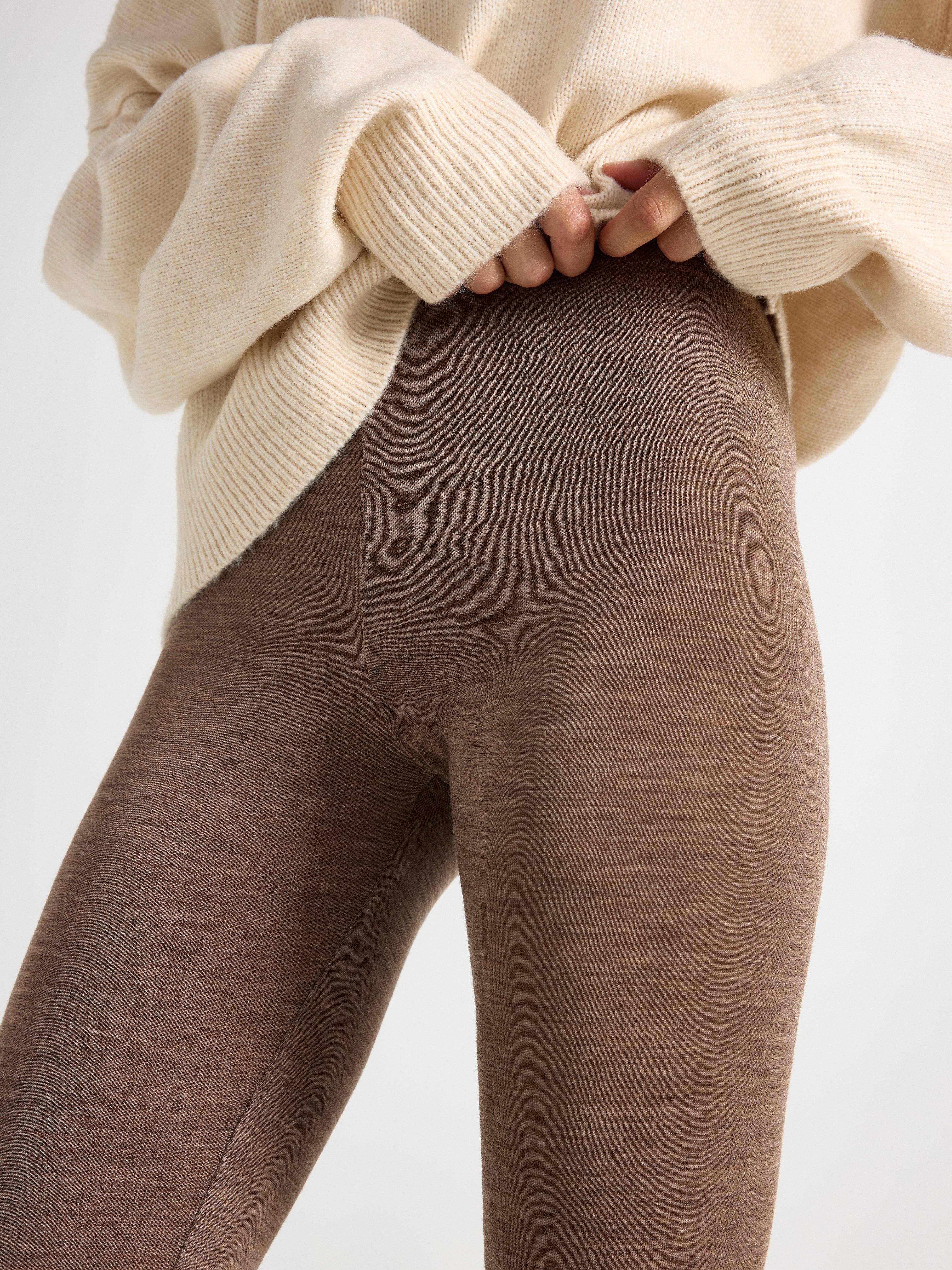 Leggings en laine mérinos marron chiné