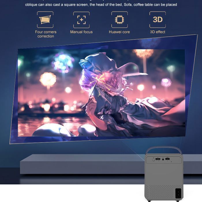 isinbox 4K-projector met 6000 lumen, HDMI, Android 12, slimme projector, wifi, Bluetooth, PS4, computer en tv