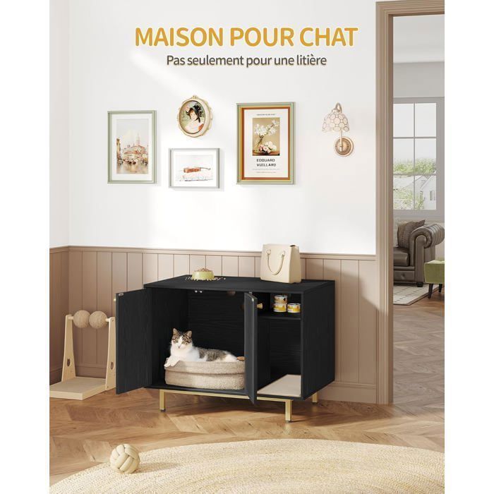 Casita para arenero de gatos, mesita auxiliar de madera para mascotas, apta para la mayoría de gatos y areneros.