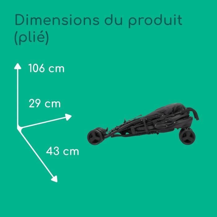 BEBECONFORT DUSK Compact Stroller, 1st Age, Ultra-Compact, Easy Fold, Birth to 4 Years, Up to 22 kg MINERAL GRAPHITE
