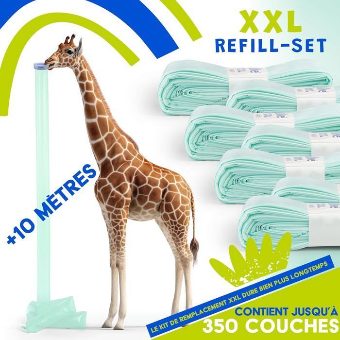 Set XXL da 10 ricariche per oltre 10 metri + 1 cassetta riutilizzabile – Compatibile con i contenitori per pannolini Angelcare e Munchkin