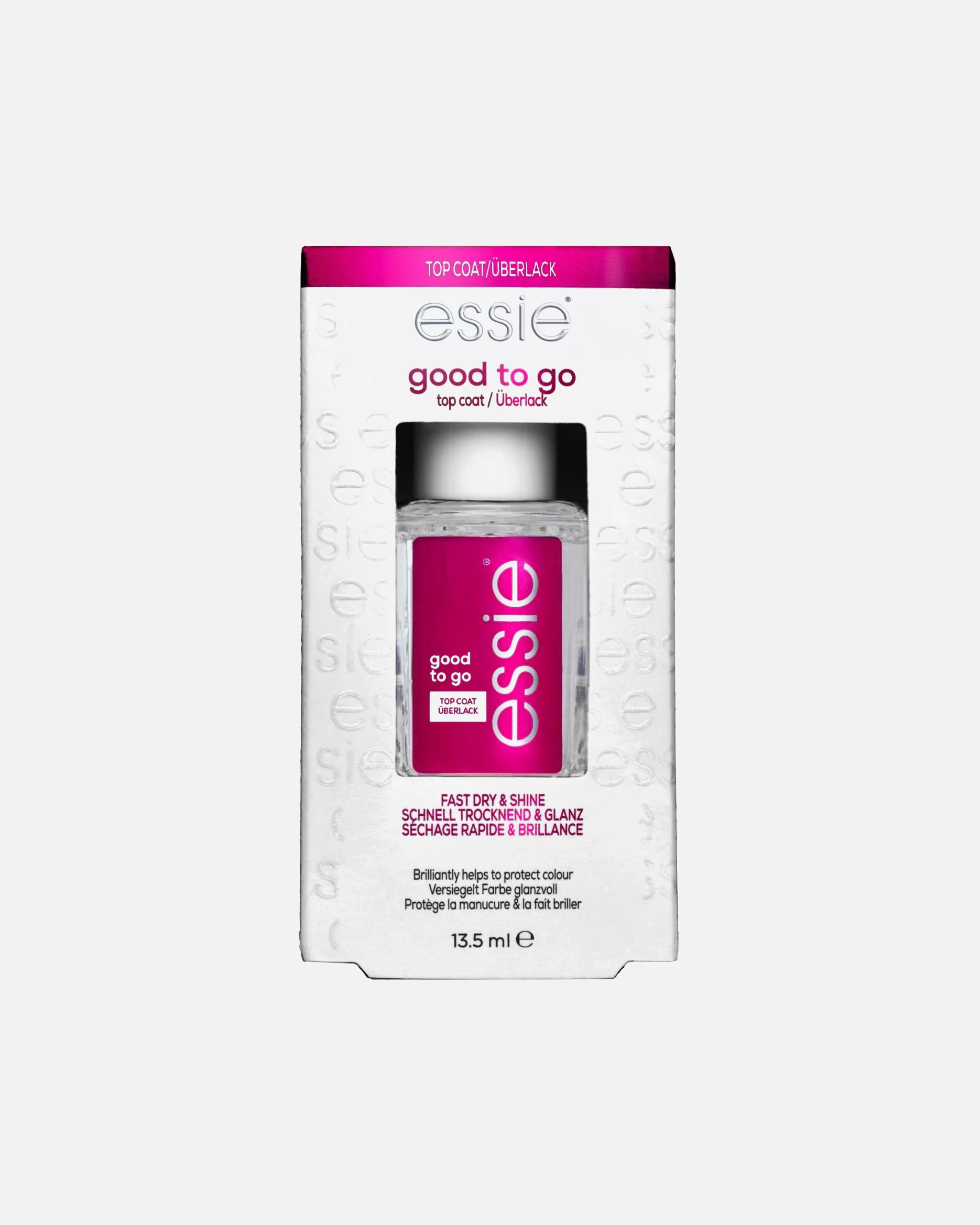 essie Top coat séchage rapide et résultat brillant.