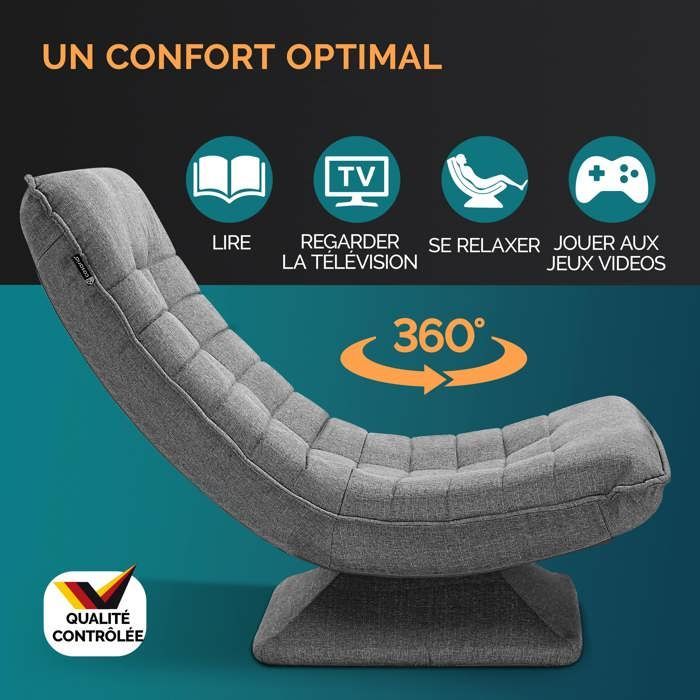 CASARIA® 360° Swivel Comfort Armchair, Grey, 150kg Load Capacity, Gaming Chair, 58x57x84/87cm, Relaxation