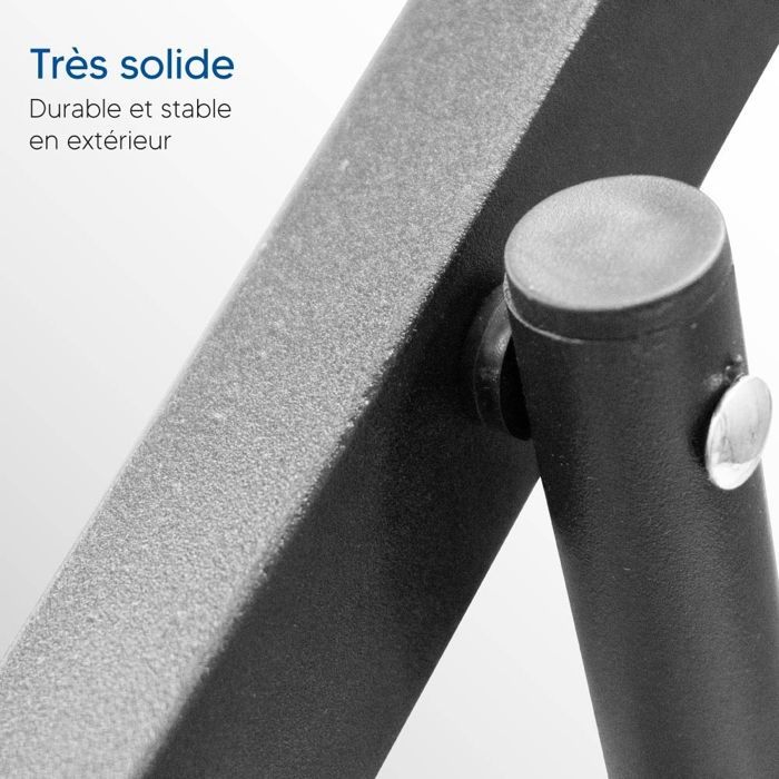 Chaise chilienne pliante 94x61 cm textilène anthracite – 5 positions