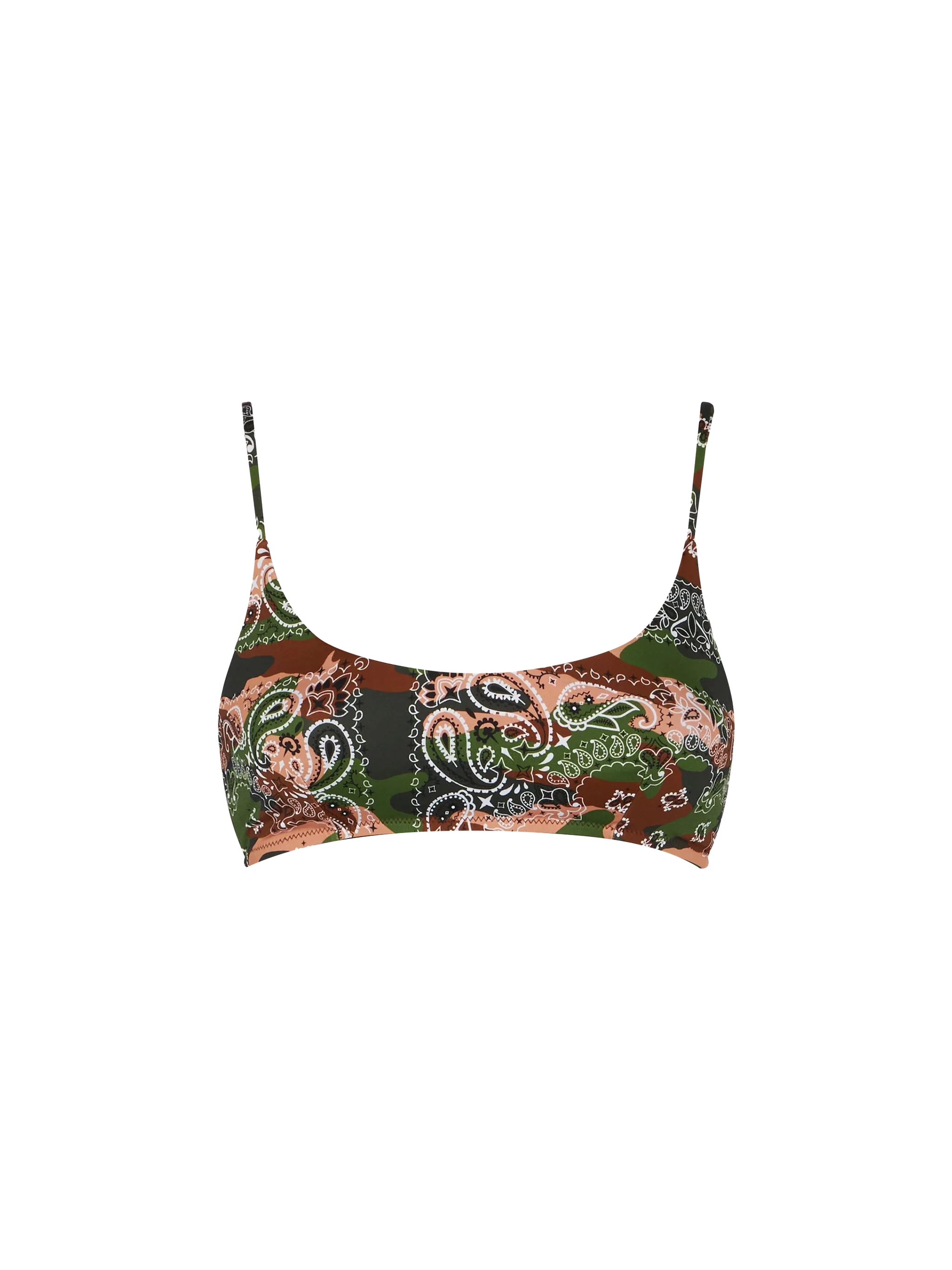 Traje de bralette para mujer con estampado de bandana de camuflaje