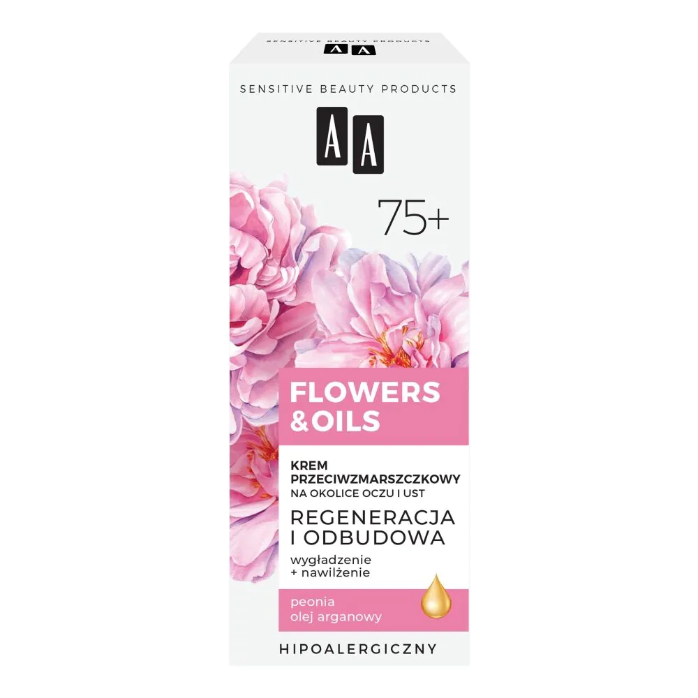 AA Flowers & Oils 75+ Odbudowa Krem Przeciwzmarszczkowy na Okolice oczu i ust