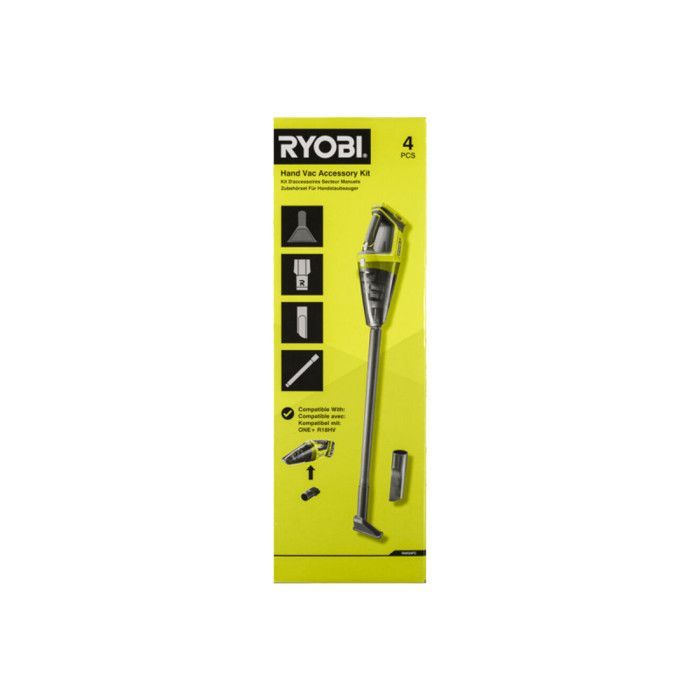 Kit RYOBI - Aspirador de Pó Portátil RHV18-0 - 18V One+ - 600ml - Bateria e Carregador Não Inclusos - Kit com 4 Acessórios para Aspirador de Pó - RAK04FC