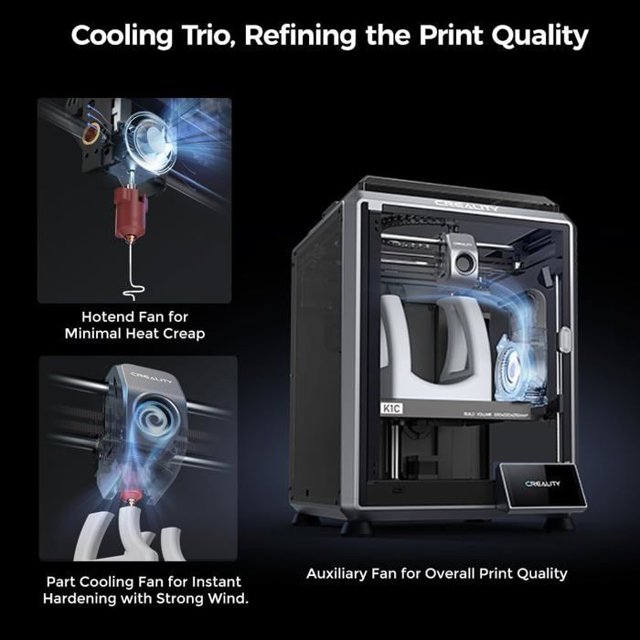 Creality K1C Imprimante 3D avec Caméra AI,Vitesse d'impression de 600 mm/s,Extrudeuse Directe sans Colmatage et buse TriMétallique