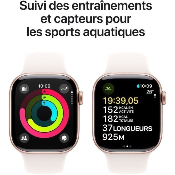 Apple Watch Series 10 GPS + Cellular - 42 mm - Aluminio oro rosa - Correa rosa claro M/L (2024) - Reacondicionado - Buen estado