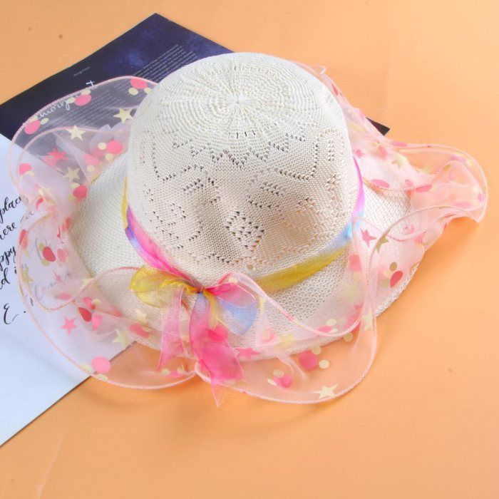 Sombrero de sol FUNMOON para niñas con bolso de paja, protección solar, protección UV, estilo Panamá, nueva colección - 722071