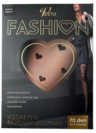 Veera Fashion Rajstopy wzorzyste 70 Den, Serca, rozm. M
