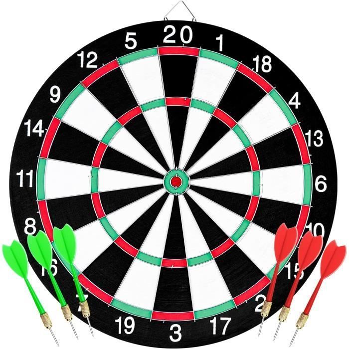 Jeu de Fléchettes 40.5CM, Cible de Fléchettes Professionnel, Jeux de Fléchettes Double Face, avec 6 Fléchettes, Les Loisirs Sport
