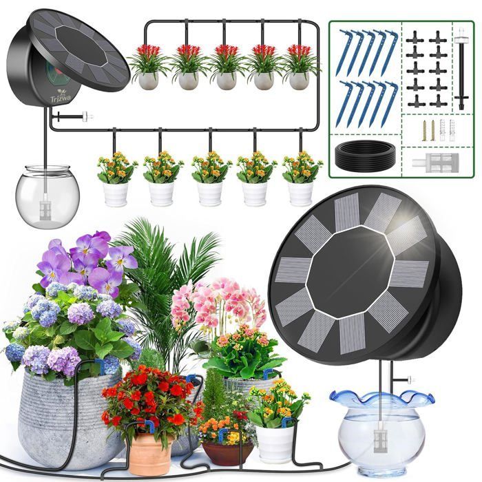 Kit Arrosage Automatique Solaire 2026 – Goutte à Goutte Programmateur 10M Tuyau – Plante Balcon Jardin Intérieur