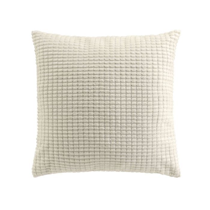Douceur d'Intérieur — Cuscino sfoderabile 45x45 cm Altalena in velluto goffrato, Naturale (Beige)