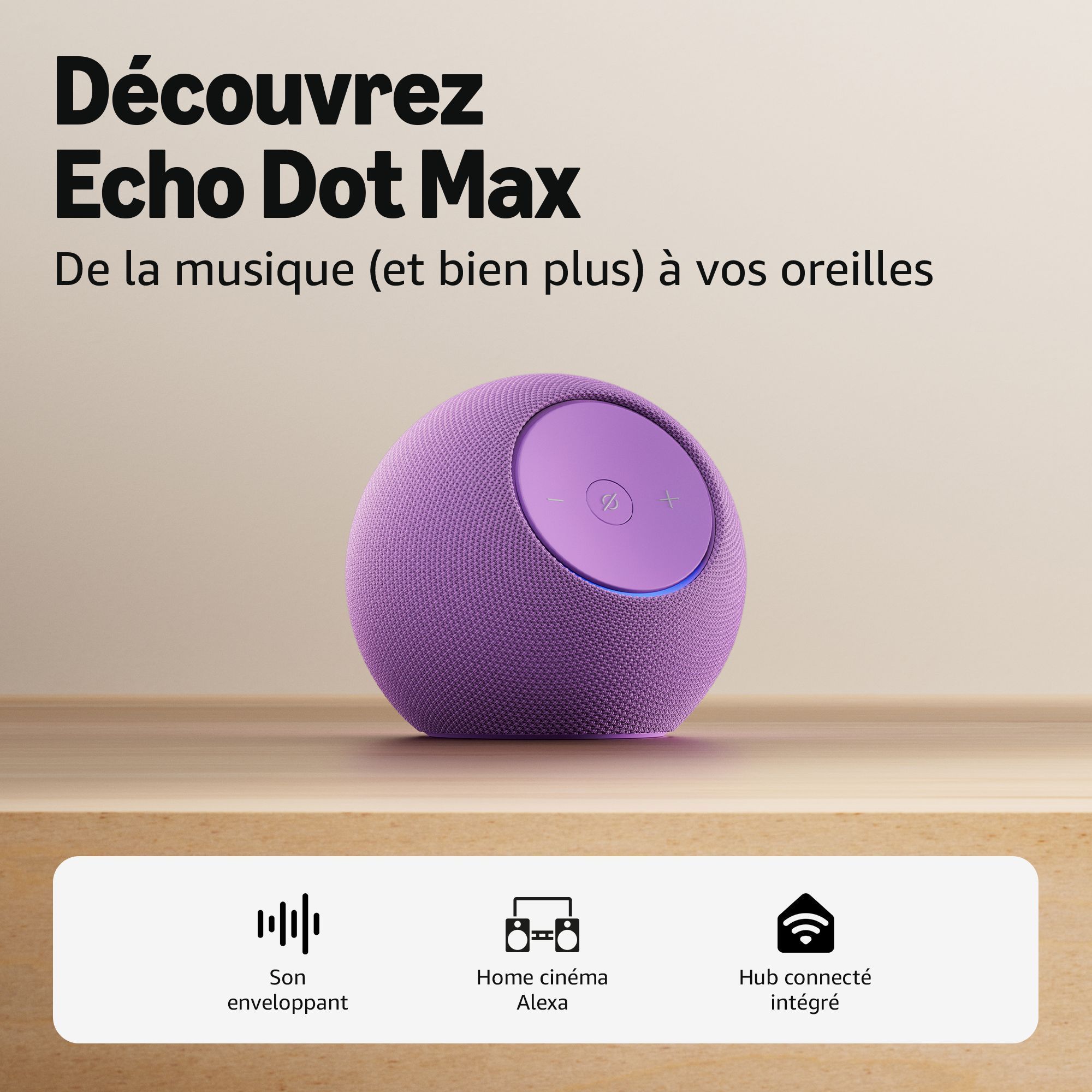 Altavoz inteligente - AMAZON - Echo Dot Max - 1 tweeter + 1 subwoofer - Wi-Fi - Amatista