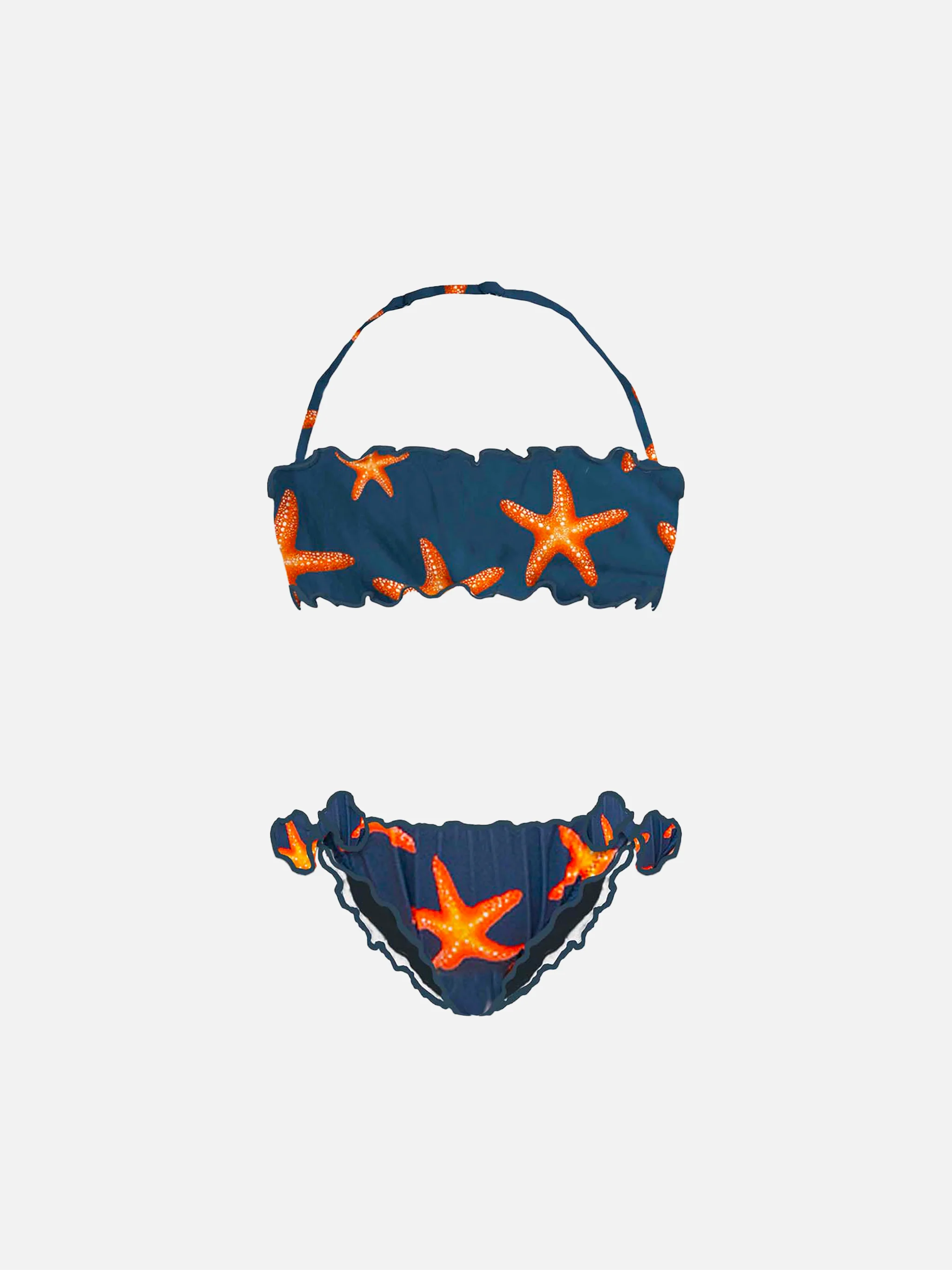 Mädchen-Bandeau-Bikini mit Seesternmuster