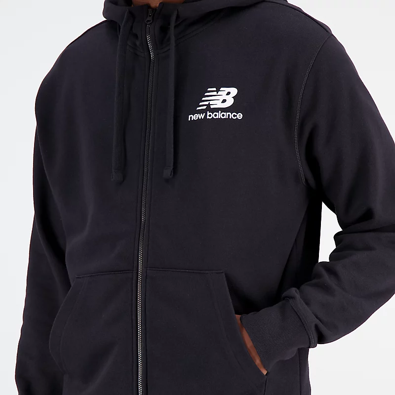 Męska kurtka frotte Essentials Stacked Logo – CZARNY