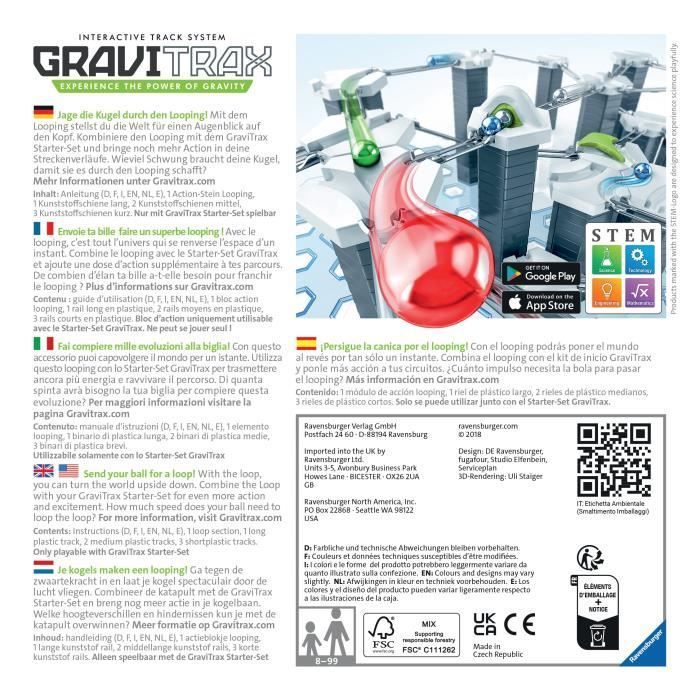 GraviTrax Bloc d'action Looping - Ravensburger - Circuit de billes créatif STEM dès 8 ans