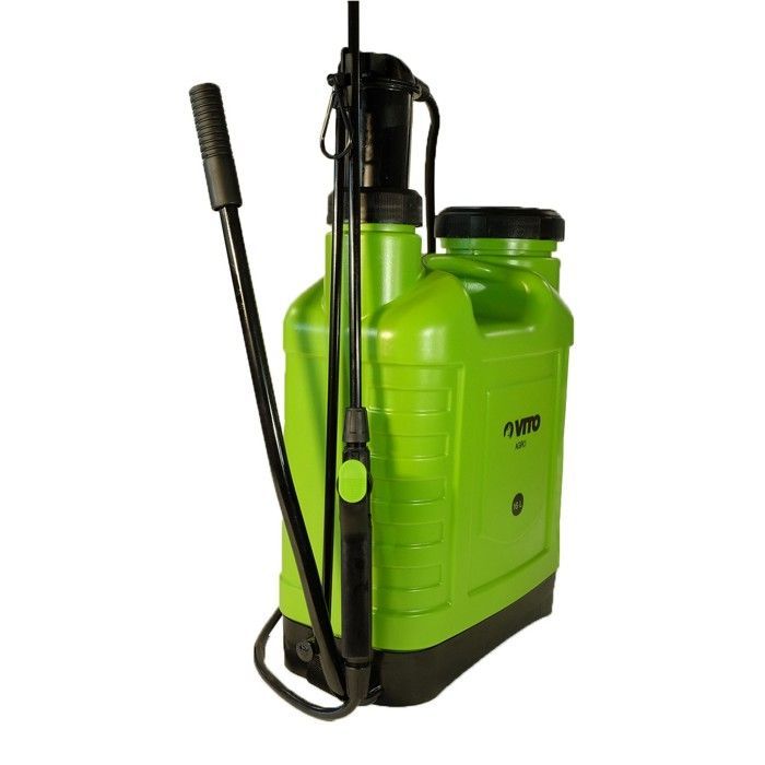 Pulverizador manual VITO de 16 litros para pulverização e irrigação de plantas com acessórios, 3 bicos para jardim, horta e telhados.