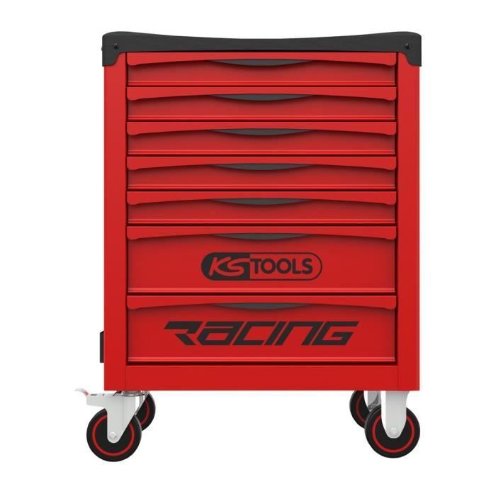Tool trolley - Empty - 7 drawers - KS Tools - 855.0007 - Red - Racing workshop trolley - Empty with foam insert - Graduated ABS tray
