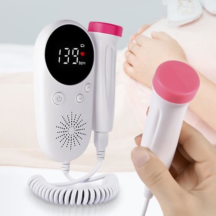 Moniteur de fréquence cardiaque pour bébé, sonde professionnelle haute sensibilité, adaptée aux mères enceintes-rose