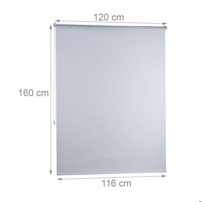 Store Enrouleur, lot de 4, Thermique, Chaînette latérale, Fixation sans perçage, 120x160, largeur tissu 106 cm, blanc