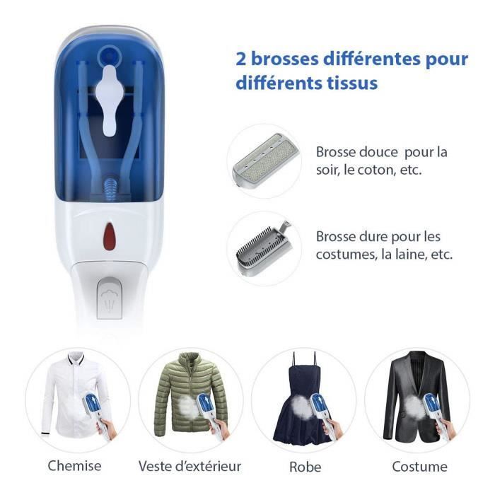 Portable Garment Steamer - Travel Iron - Hand Ironing - Suitable for all fabrics: Cotton, Silk, Wool