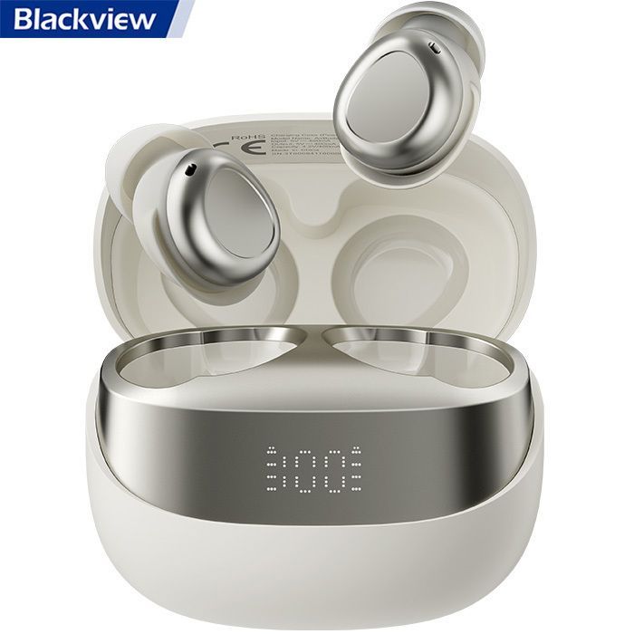 Fones de ouvido Bluetooth Blackview AirBuds 9, 400 mAh, BT 5.4, PNC, compatibilidade universal - Branco