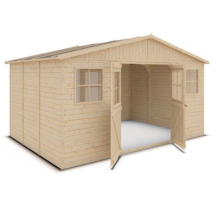 Caseta de jardín - madera sin tratar - 13 m²