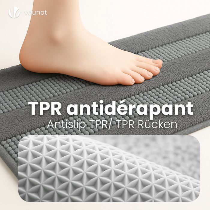 VOUNOT® Lot de 2 Tapis de Bain Antidérapant chenille microfibre 50x80cm gris