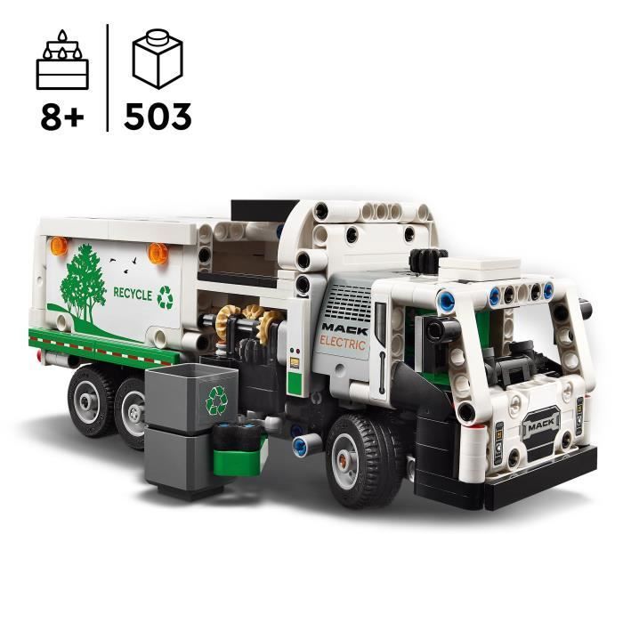 LEGO® 42167 Technic Mack LR Camion della spazzatura elettrico, camion giocattolo elettrico, veicolo per il riciclaggio