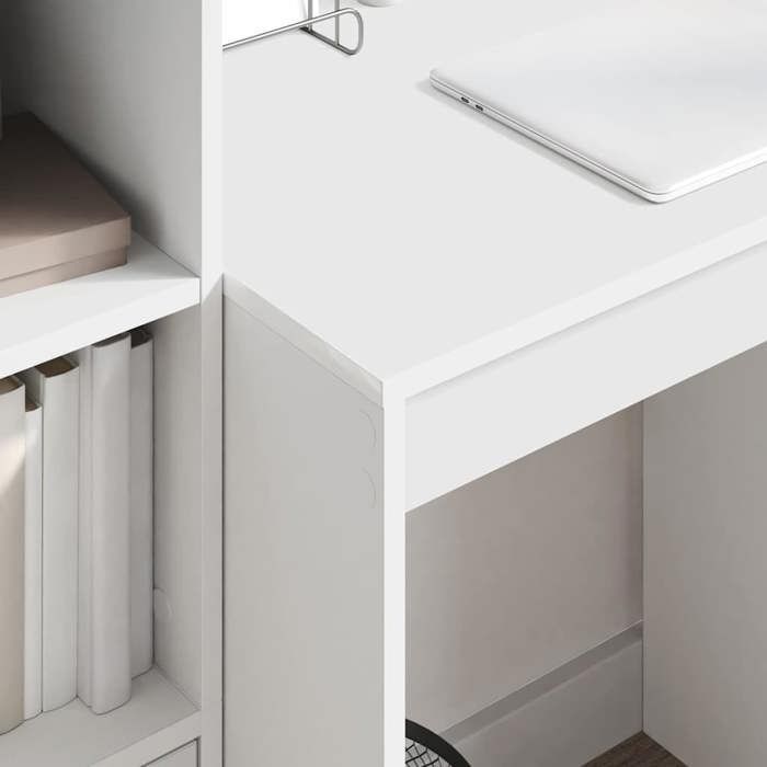 vidaXL White Desk 70 x 50 x 76 cm in Engineered Wood – Storage, Contemporary Style
