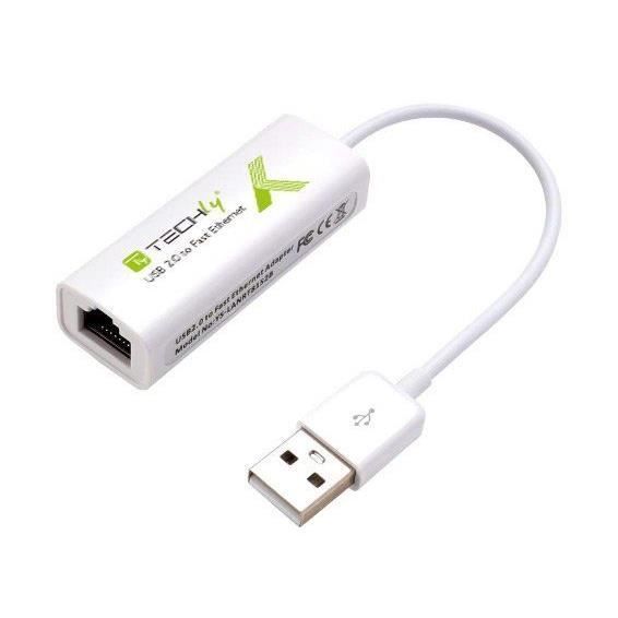 Adaptateur USB à Ethernet - Techly - 8051128107630 - 10/100 Mbps - Blanc - USB 2.0