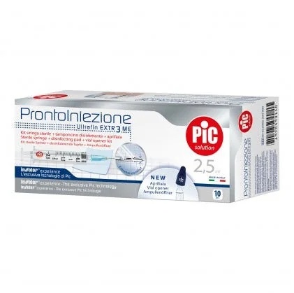 PIC Pic Ready 23G 2,5 ml injectienaald 10-delige set: spuit + naald + wattenstaafje + flaconopener