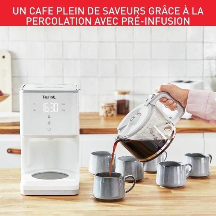 Cafetière filtre programmable TEFAL SENSE blanche 15 tasses, 1,25L CM693110