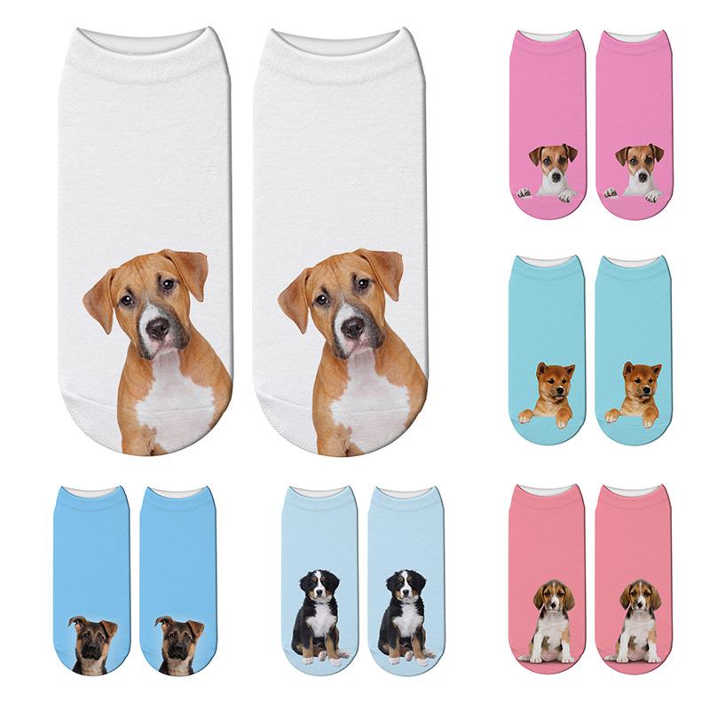 Calcetines unisex divertidos con estampado 3D para mujer, estilo Harajuku Kawaii, cortos navideños con estampado de perro, multicolor, hasta el tobillo.