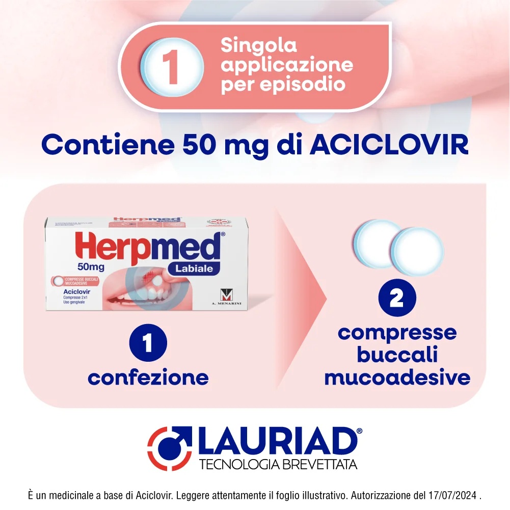 Herpmed Labial 50 mg 2 tabletten Snelle verlichting van herpes