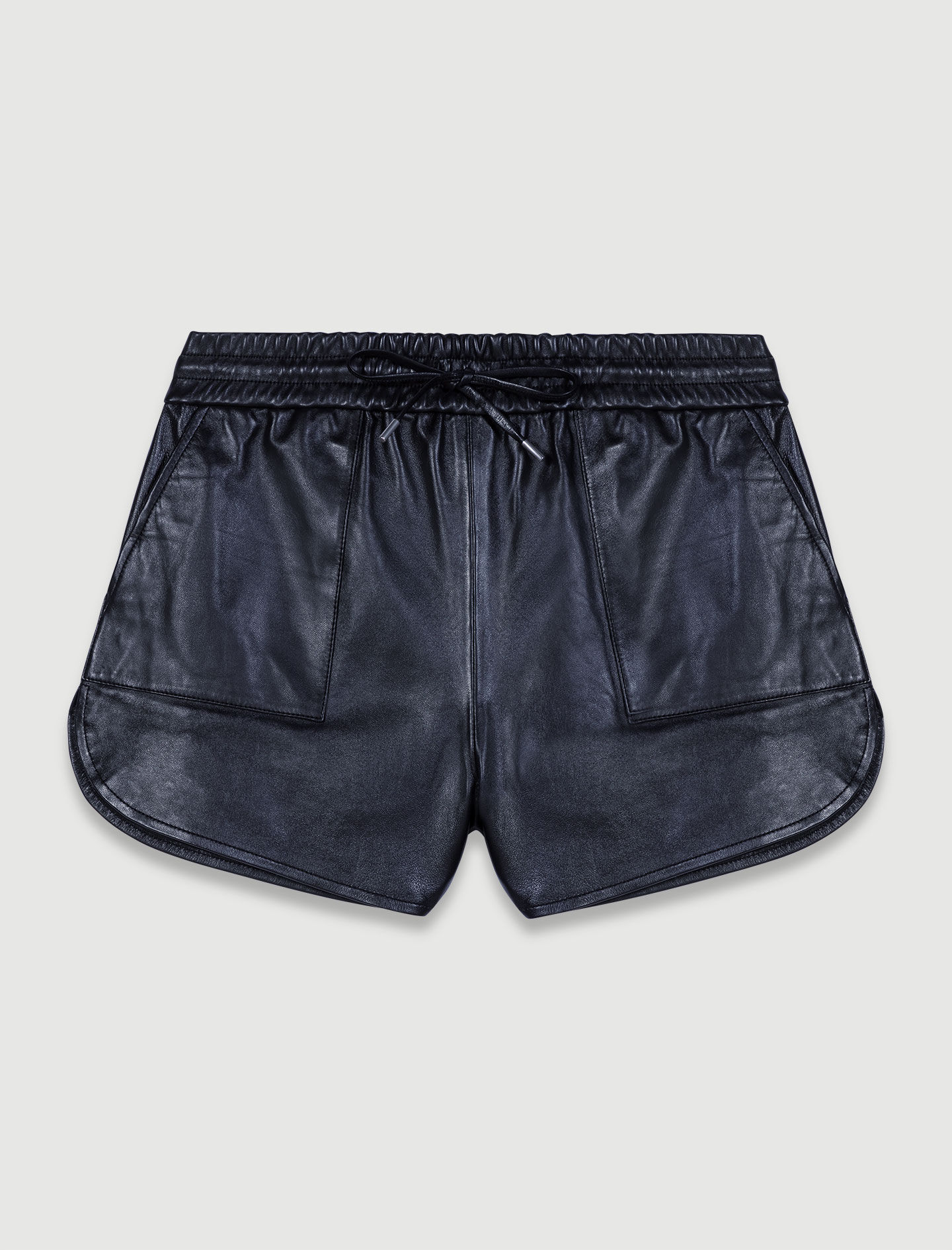Leren shorts - Zwart