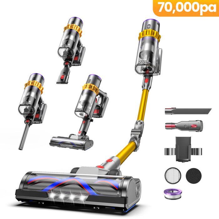 Aspirateur Balai Sans Fil - YOIMOIMO - 650W - 70000 Pa - 70 Min - Charge rapide sur le support - Vidange D'Une Seule Main