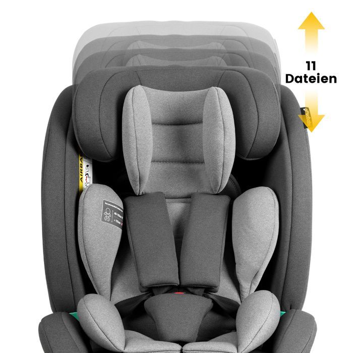 Seggiolino auto girevole a 360° i-Size - Interfaccia ISOFIX - 40-150 cm da 0 a 12 anni (0-36 kg) - ECE R129 - Grigio